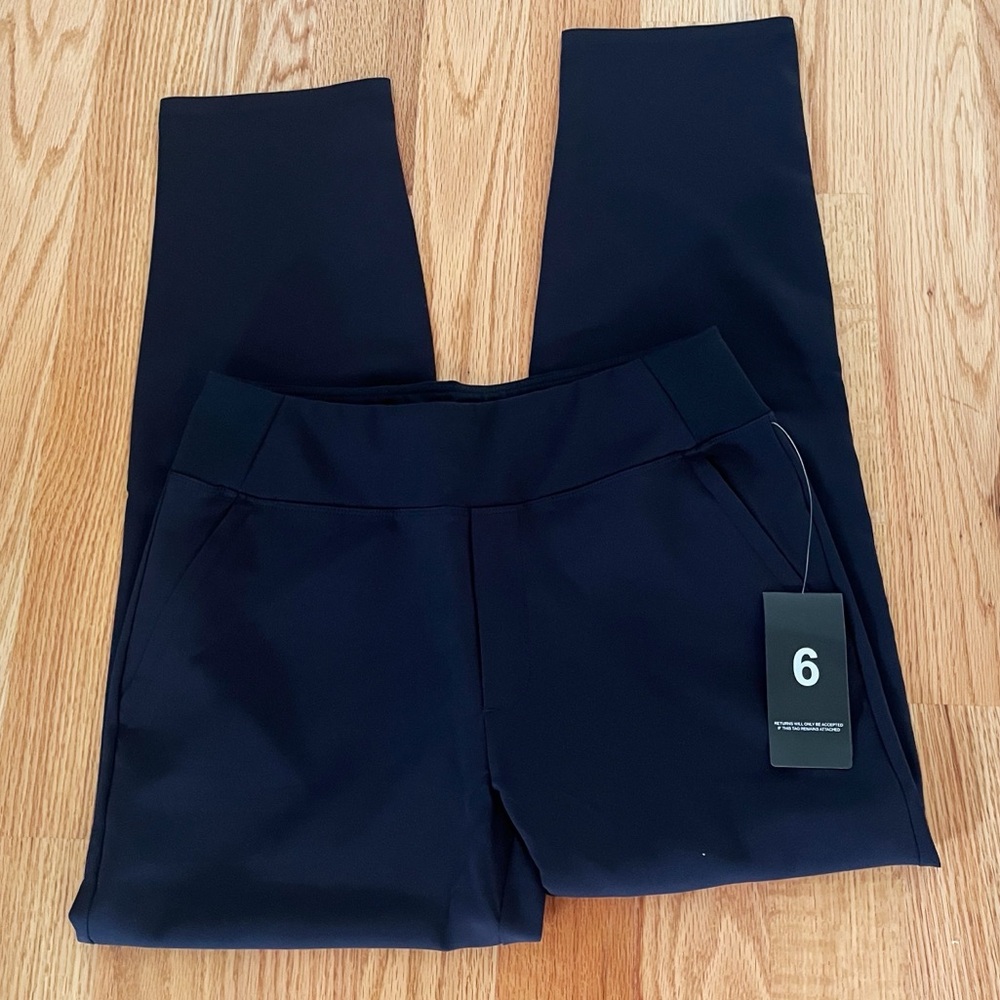 NWT IBKUL Solid Knot Black Ankle Pants - Picture 4 of 9
